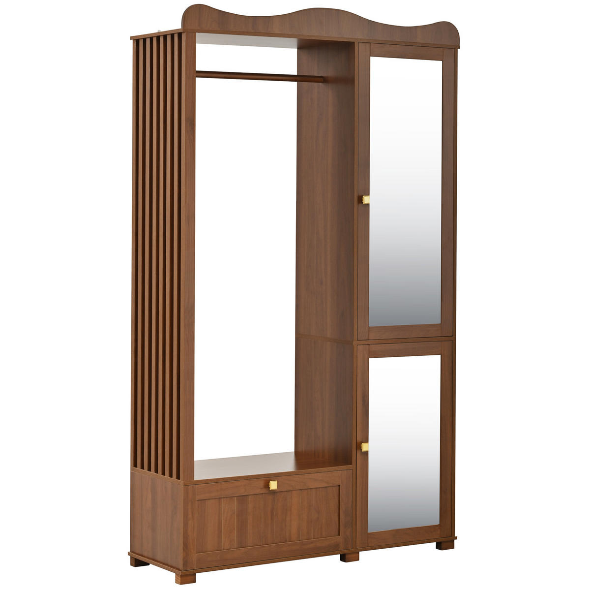 GARDEROBENSCHRANK mit Spiegel 115,5 x 38,5 x 194,5 cm MDF walnussfarben - Dunkelbraun, Holzwerkstoff (38.5/194.5/115.5cm) - Beauniv