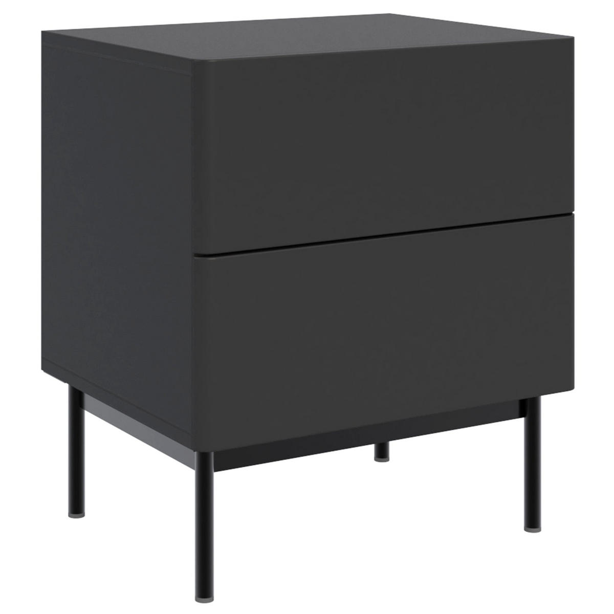 NACHTTISCH Olio 2 Schubladen Schwarz 50 cm - Schwarz, Holzwerkstoff/Metall (50/57.2/38.6cm) - Selsey