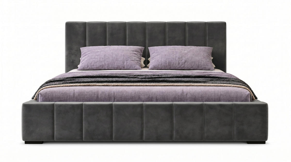 MARPUR Polsterbett NERO 180x200 cm mit Bettkasten und Lattenrost, Grau - Chromfarben/Grau, Holz/Holzwerkstoff (180/200cm) - Marpur