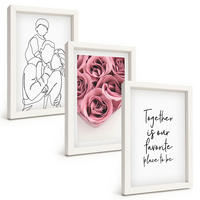 BILDER SET 3er Set - 20x30 cm Weißer Rahmen - Rosensträuße als Familienzeichnung - Weiß, Kunststoff (20/30cm) - TULUP