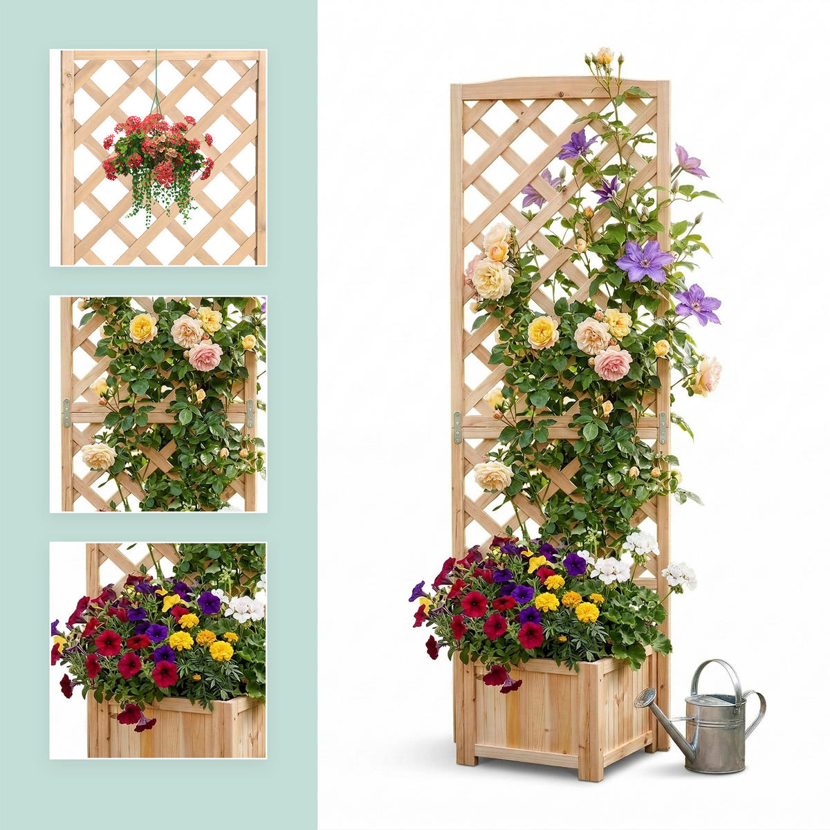 KVĚTINOVÝ box - béžová, dřevo/textil (55/180/51cm) - Relaxdays