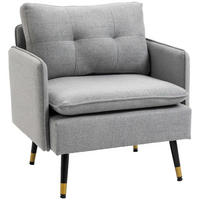 EINZELSESSEL Polstersessel Akzentstuhl mit Leinenoptik, Kissen, bis 120 kg Grau - Grau, Textil (68/80/76cm) - HOMCOM