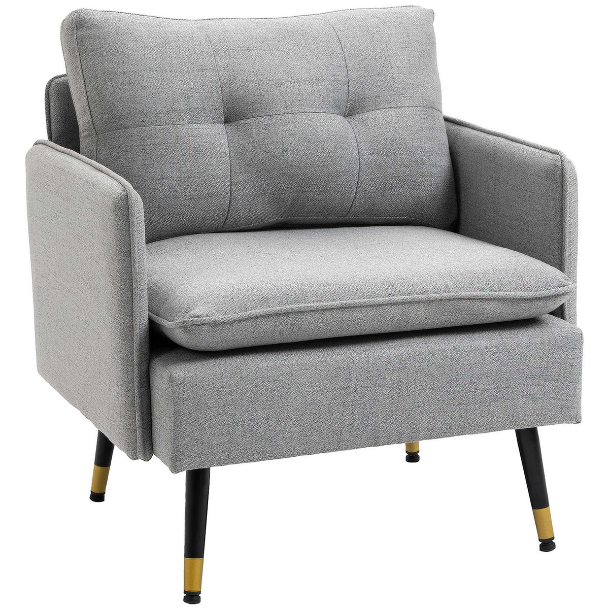 EINZELSESSEL Polstersessel Akzentstuhl mit Leinenoptik, Kissen, bis 120 kg Grau - Grau, Textil (68/80/76cm) - HOMCOM