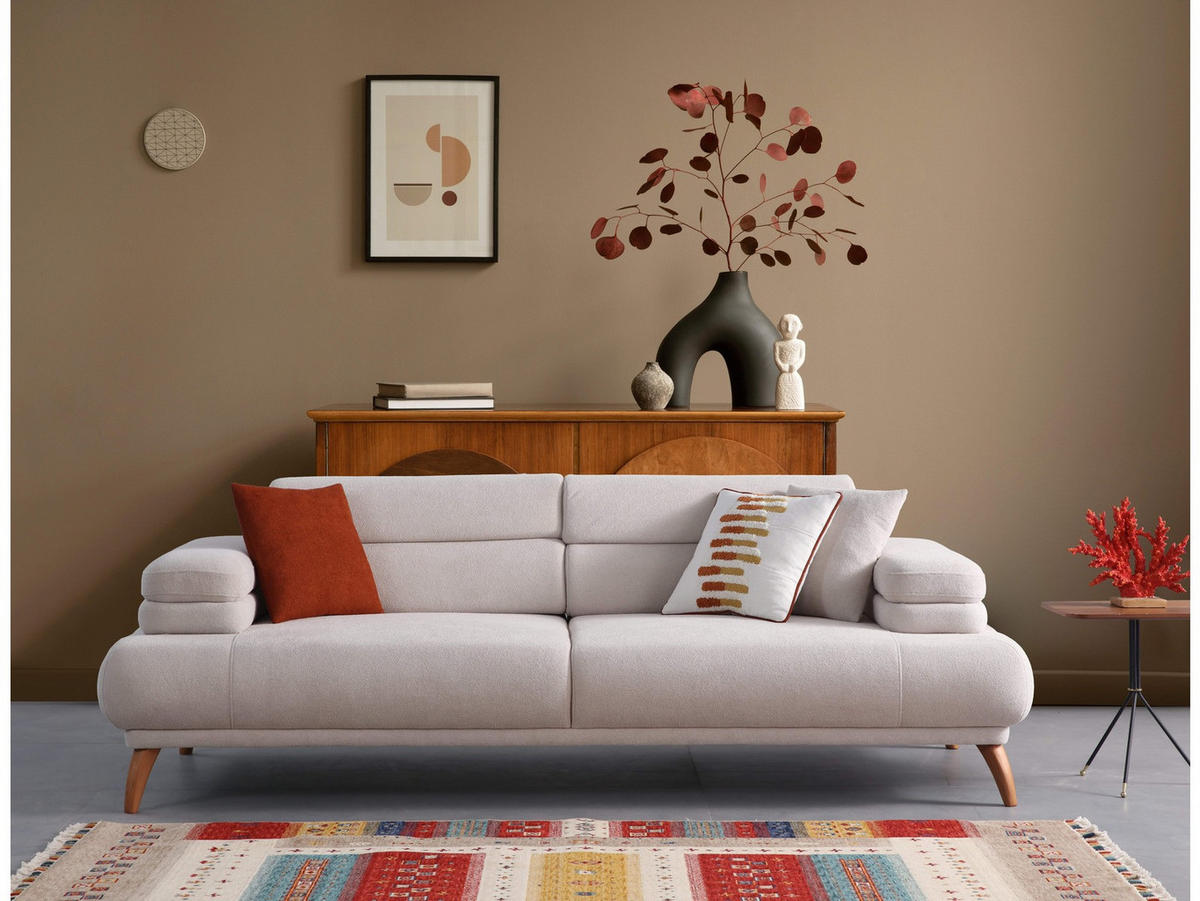 3-SITZER Sofa SEVDA, Creme - Creme, Holz/Textil (240/80/103cm) - Villa Möbel