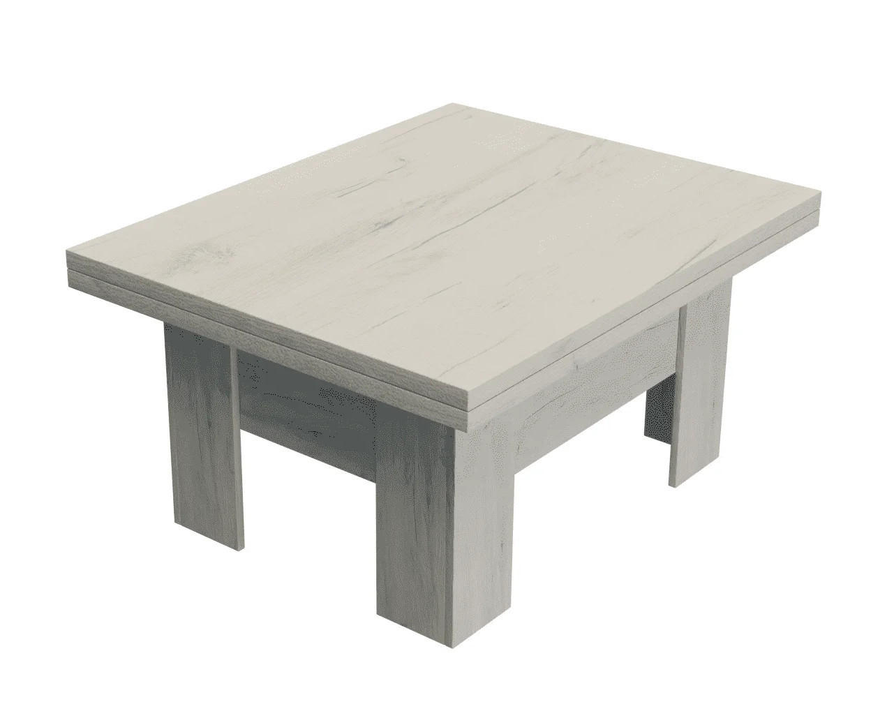 TISCH LONG - Eiche Bianco, Holzwerkstoff (80/100/53cm) - Meblini