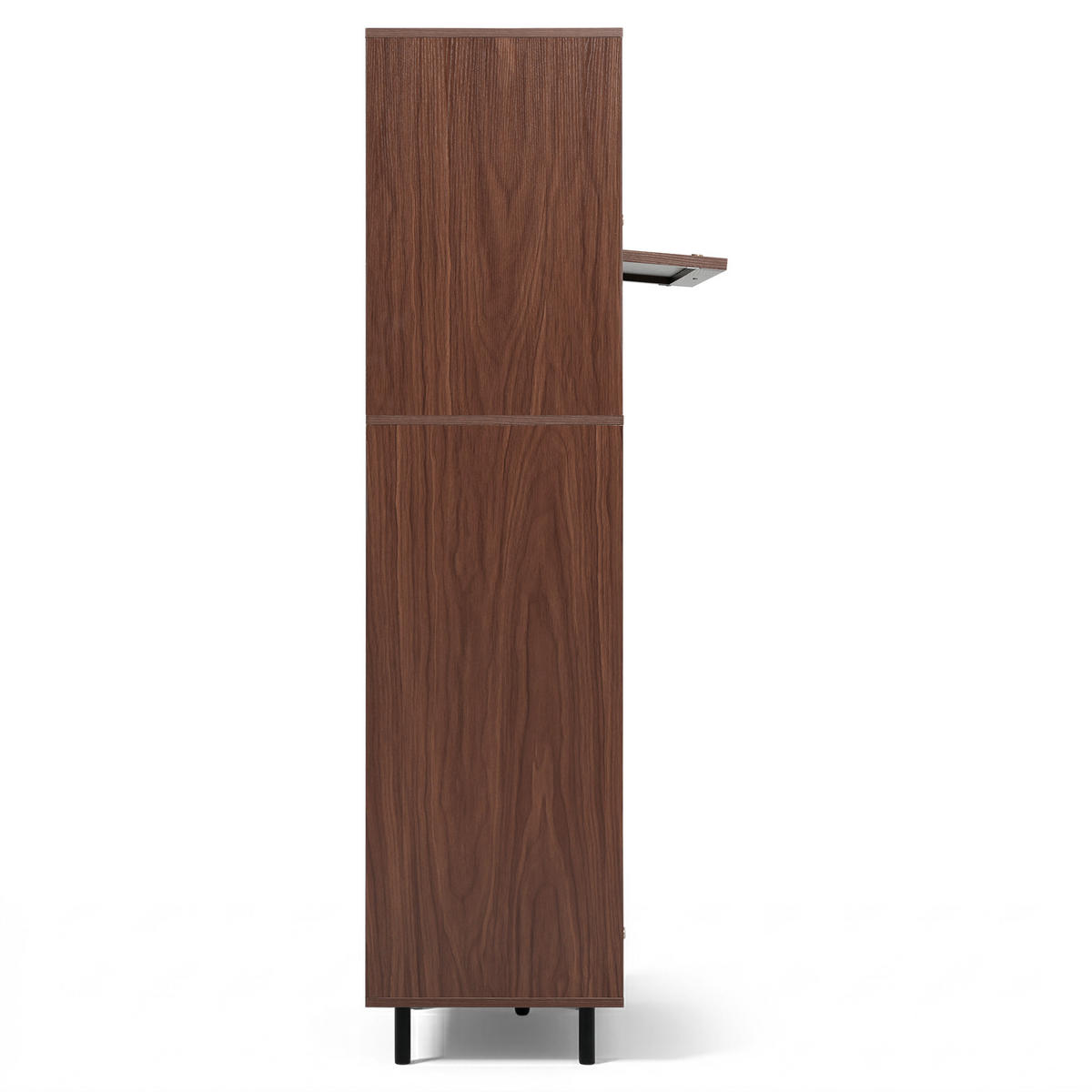 SIDEBOARD 80/40/163 cm in Nussbaum mit Rattanfront und 5 Klappen - Walnussfarben/Schwarz, Holzwerkstoff/Metall (80/163/40cm) - CHICFURN