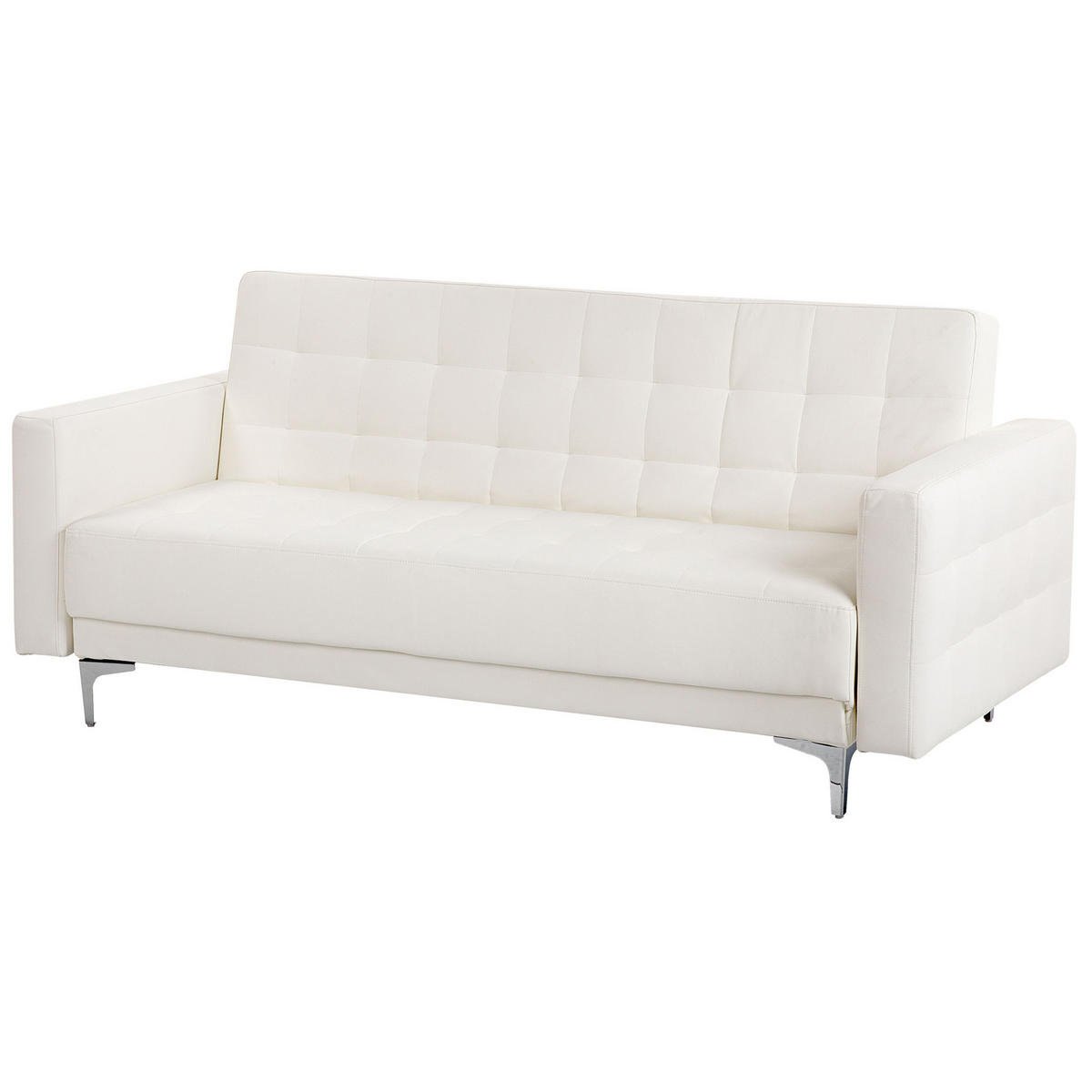 3-SITZER-SCHLAFSOFA Kunstleder Weiß Aberdeen - Weiß, Textil (186/83/88cm) - Beliani