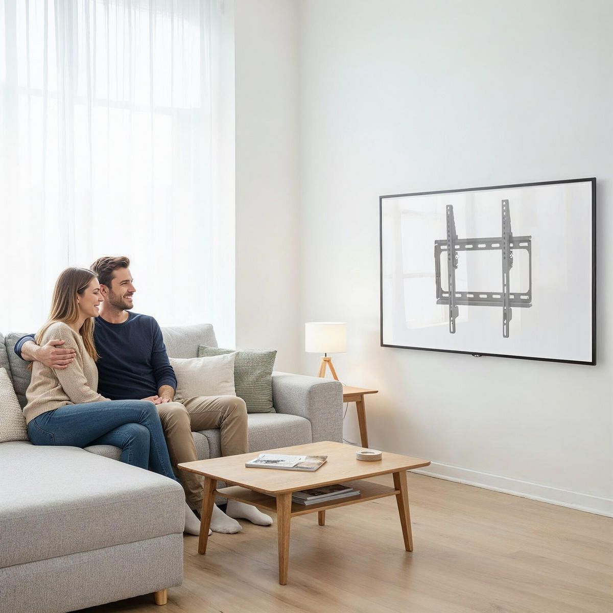 TV-WANDHALTERUNG, bis 100 kg, schwarz - Schwarz, Metall (40/2.5/45cm) - tectake
