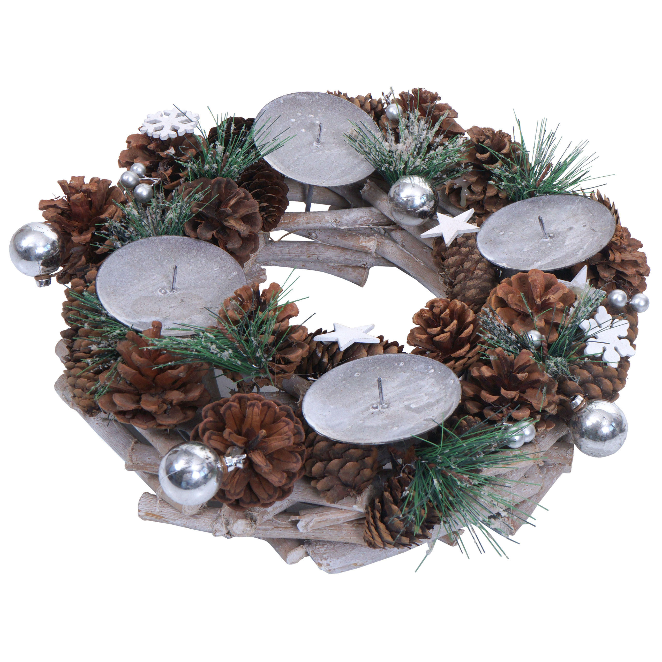 ADVENTSKRANZ MIT KERZEN Braun - Braun, Holz (10cm) - MCW