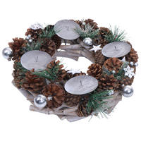 ADVENTSKRANZ MIT KERZEN Braun - Braun, Holz (10cm) - MCW