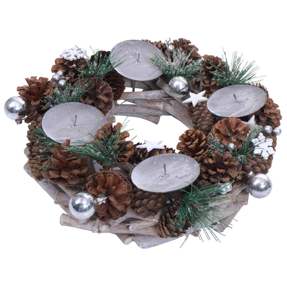 ADVENTSKRANZ MIT KERZEN Braun - Braun, Holz (10cm) - MCW