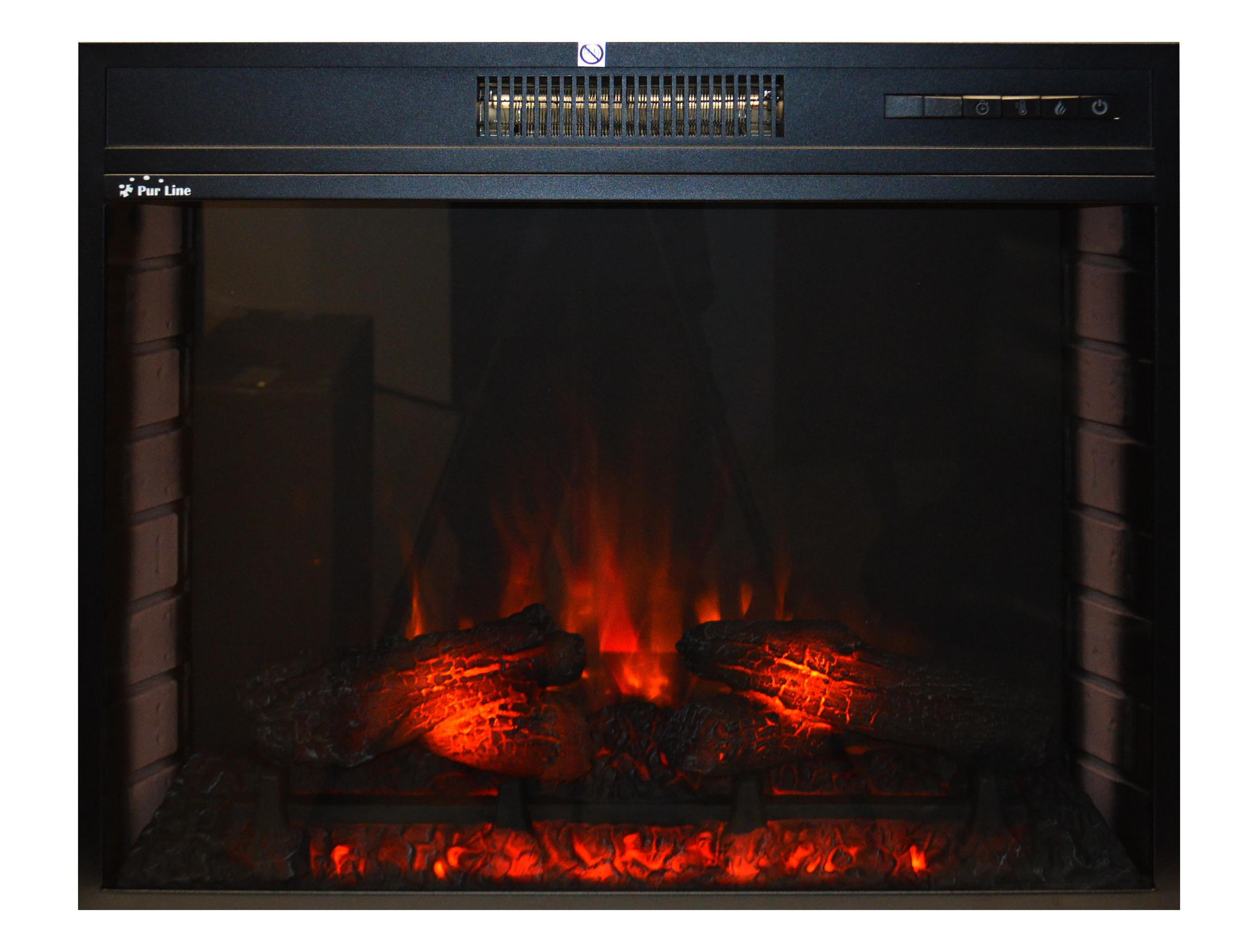 ELEKTROKAMIN Schwarz Wandmodell mit Heizung 2000 W - Schwarz, Glas (76/61/25cm) - Purline