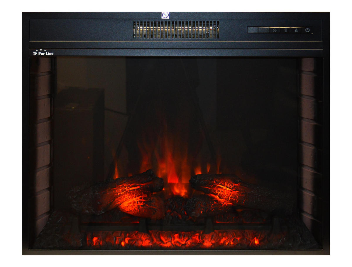 ELEKTROKAMIN Schwarz Wandmodell mit Heizung 2000 W - Schwarz, Glas (76/61/25cm) - Purline