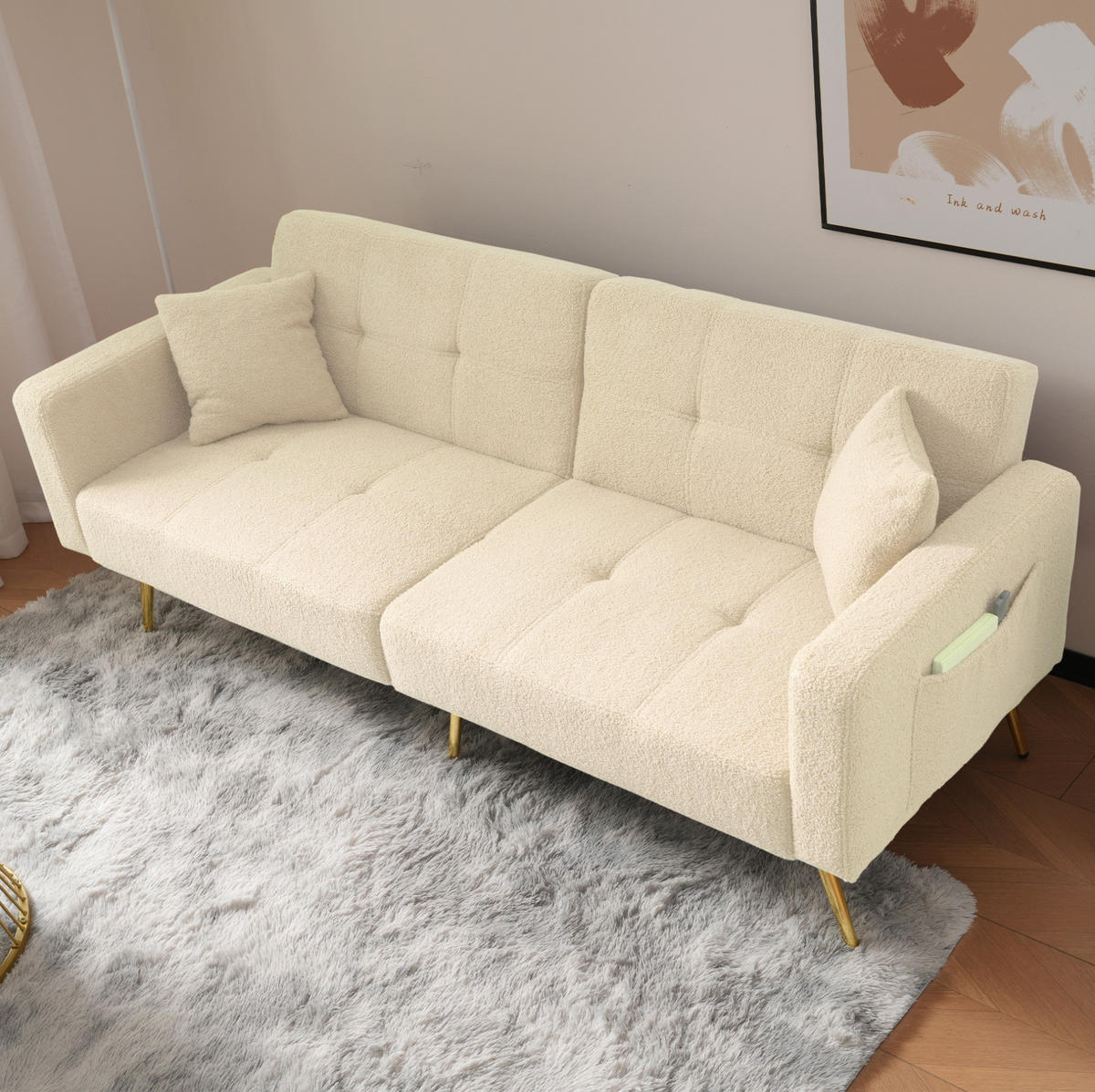 SCHLAFSOFA mit Bettfunktion 175 x 64 x 72 cm Beige - Beige, Kunststoff (175/72/64cm) - Meubliv
