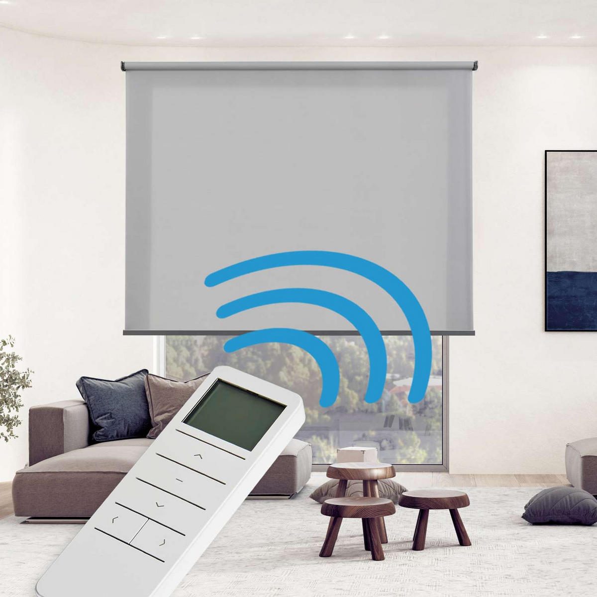 LICHTDURCHLÄSSIGES motorisiertes Grau, 200 x 250 cm - Grau, Kunststoff (200/250cm) - STORESDECO