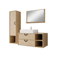 BADMÖBEL-SET 14 - Eichefarben/Goldfarben, Holzwerkstoff/Metall (35/133/34cm) - MIRJAN24