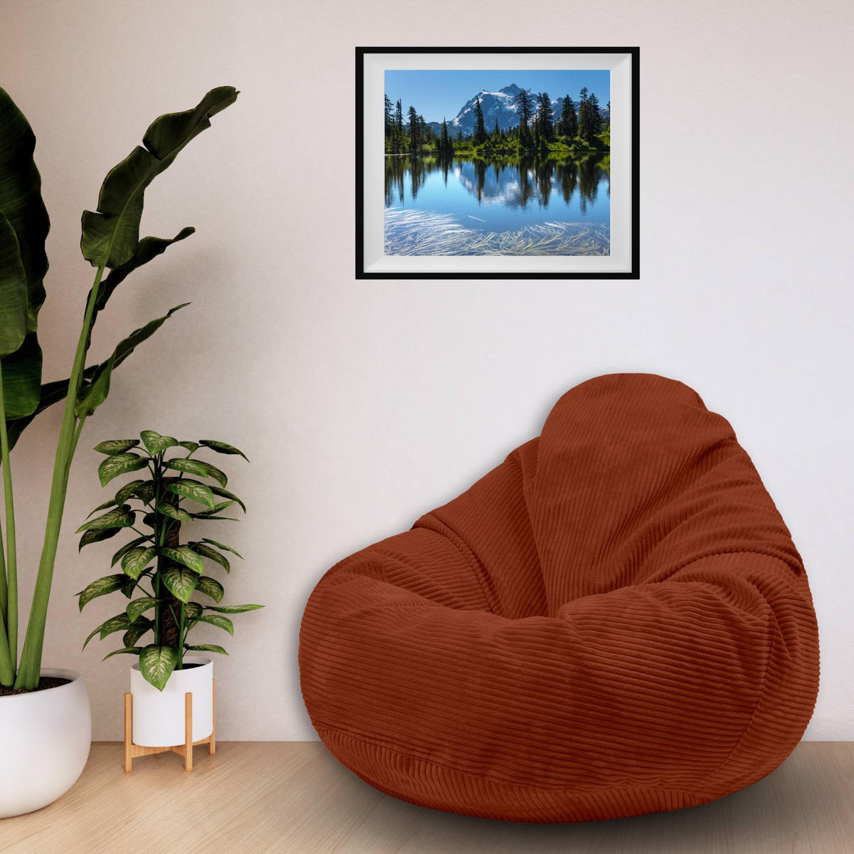 SITZSACK PARADISE MIT FUßSTÜTZE Kordsamt 2-tlg Indian tan M - Cognac/Braun, Textil (90/100/90cm) - Dreamroots