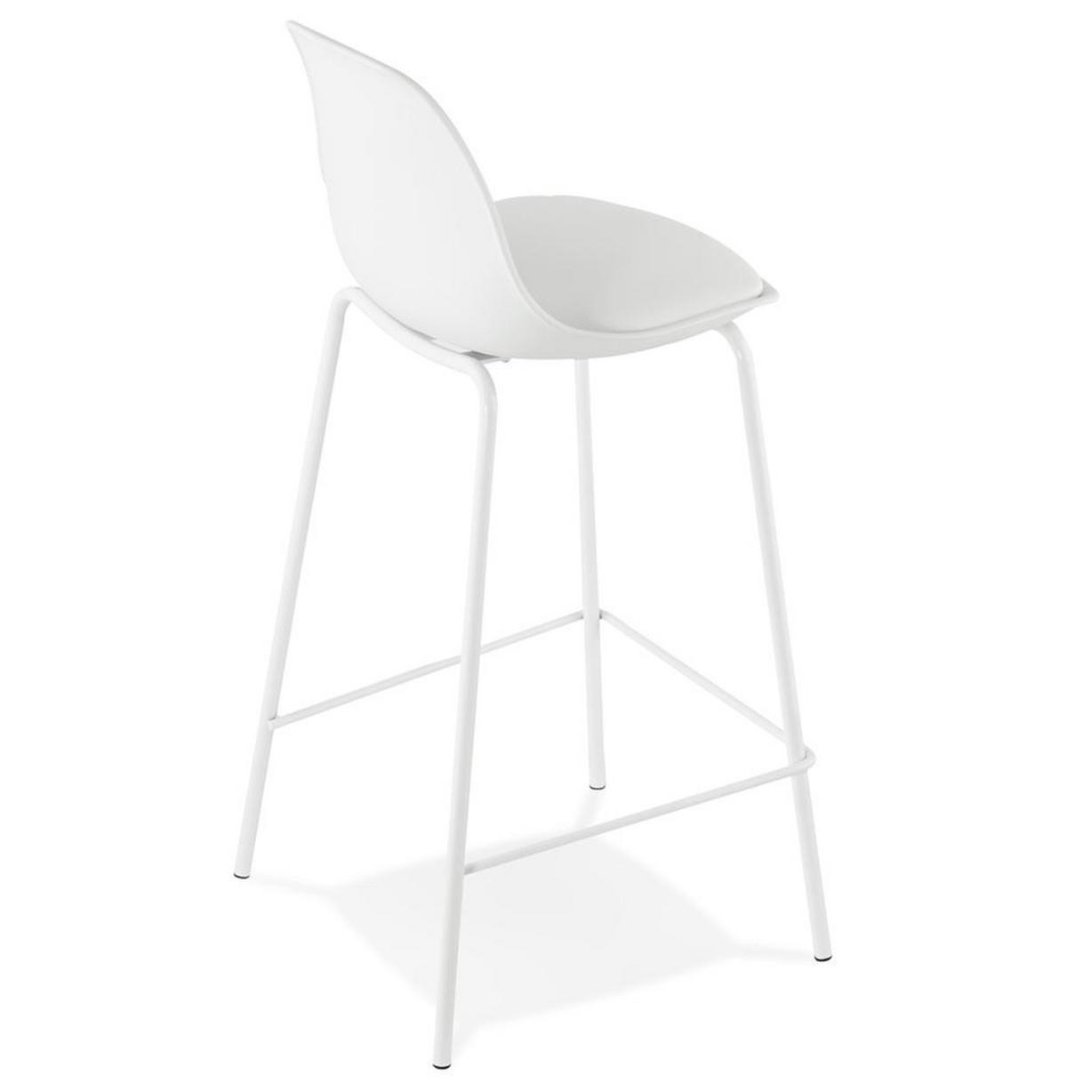 BARHOCKER Kunstleder Metallgestell Sitzhöhe 65cm Rückenlehne RENIXA MINI, Weiß 42x41,5x86,5 cm - Weiß, Kunststoff/Textil (42/87/42cm) - KADIMA DESIGN