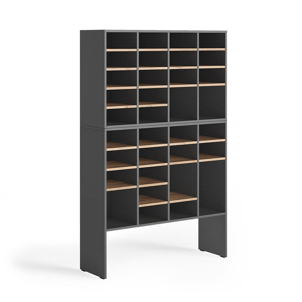 SKOSKÅPSSET Lysander, antracit/Goldkraft ek, 104.2x65.5 cm 2 delar Antracit, Honungsek 65.5/104.2/32.1 cm
