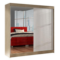 SCHWEBETÜRENSCHRANK Basti I - 200 cm - Beige/Weiß, Holzwerkstoff/Metall (200/215/58cm) - Sofnet