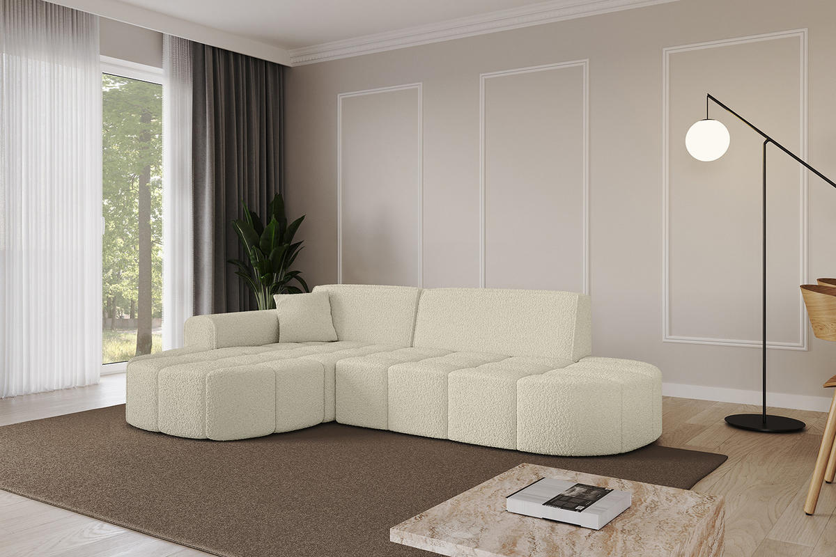ECKSOFA Ottomane Links LIVO-L1 - 252x173x79,5 cm Beige - Beige, Holzwerkstoff/Textil (252/173cm) - ALTDECOR