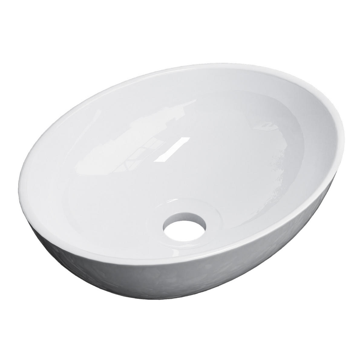 WASCHBECKEN mit pflegeleichter Oberfläche Weiß 41,5 / 33,5 / 13 cm - Weiß Hochglanz, Keramik (33.5/13/41.5cm) - EMKE