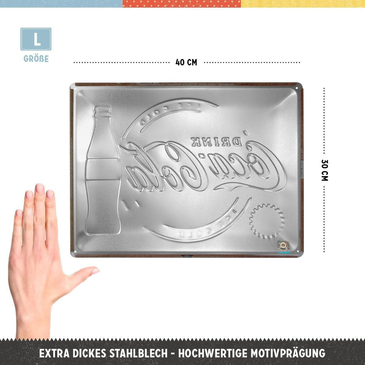 BLECHSCHILD 30/40 cm Coca-Cola Refreshing New Feeling - Multicolor, Metall (40/30/0.2cm) - Nostalgic-Art
