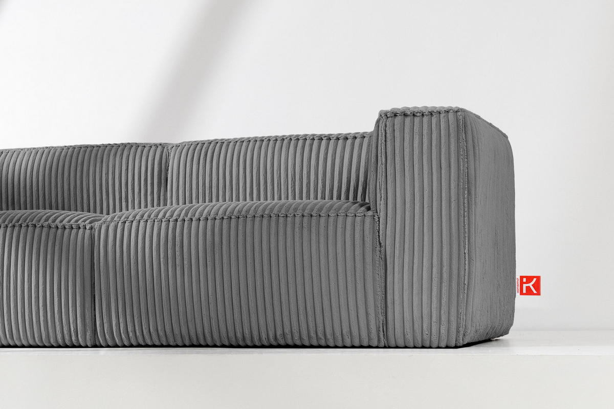 3-SITZER-SOFA FEROX Modern, Cord-Stoff, dunkelgrau - Dunkelgrau, Textil (246/73/96cm) - KONSIMO®