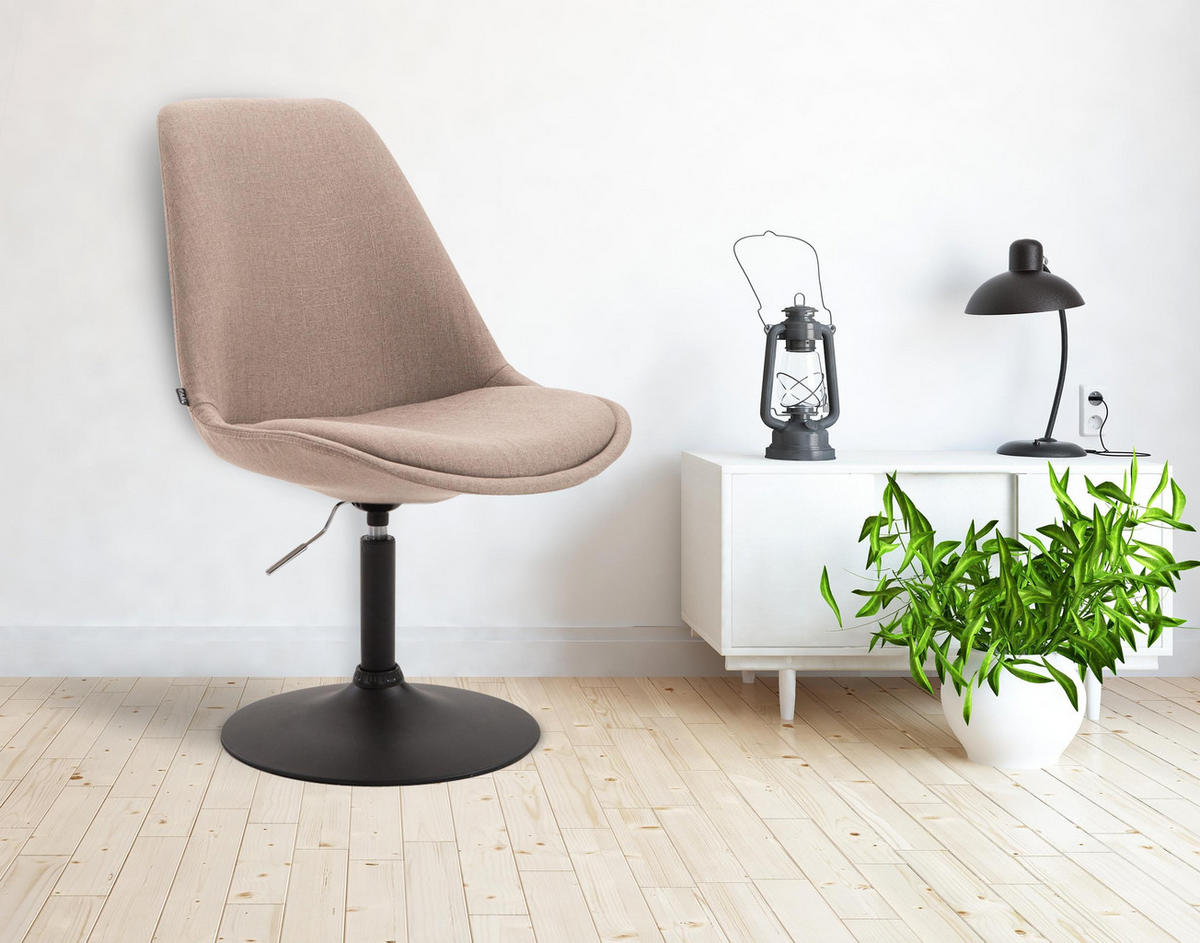 DREHSTUHL Stoff taupe - Taupe/Schwarz, Textil/Metall (48/76/57cm) - CLP