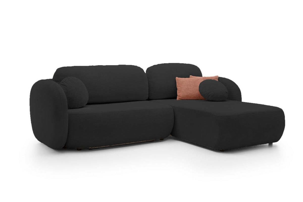 ECKSOFA OLIO L-Form Schlaffunktion mit Bettkasten, lose Rückenkissen, freistehend, RECHTS 248x174 cm Graphite-coloured - Graphitfarben, Holz/Textil (248/174cm) - DomoHome