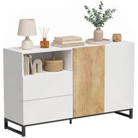 SIDEBOARD Weiß Eichefarben 140/40/85 cm - Ahornfarben/Schwarz, Metall (40/85/140cm) - PANGIVO