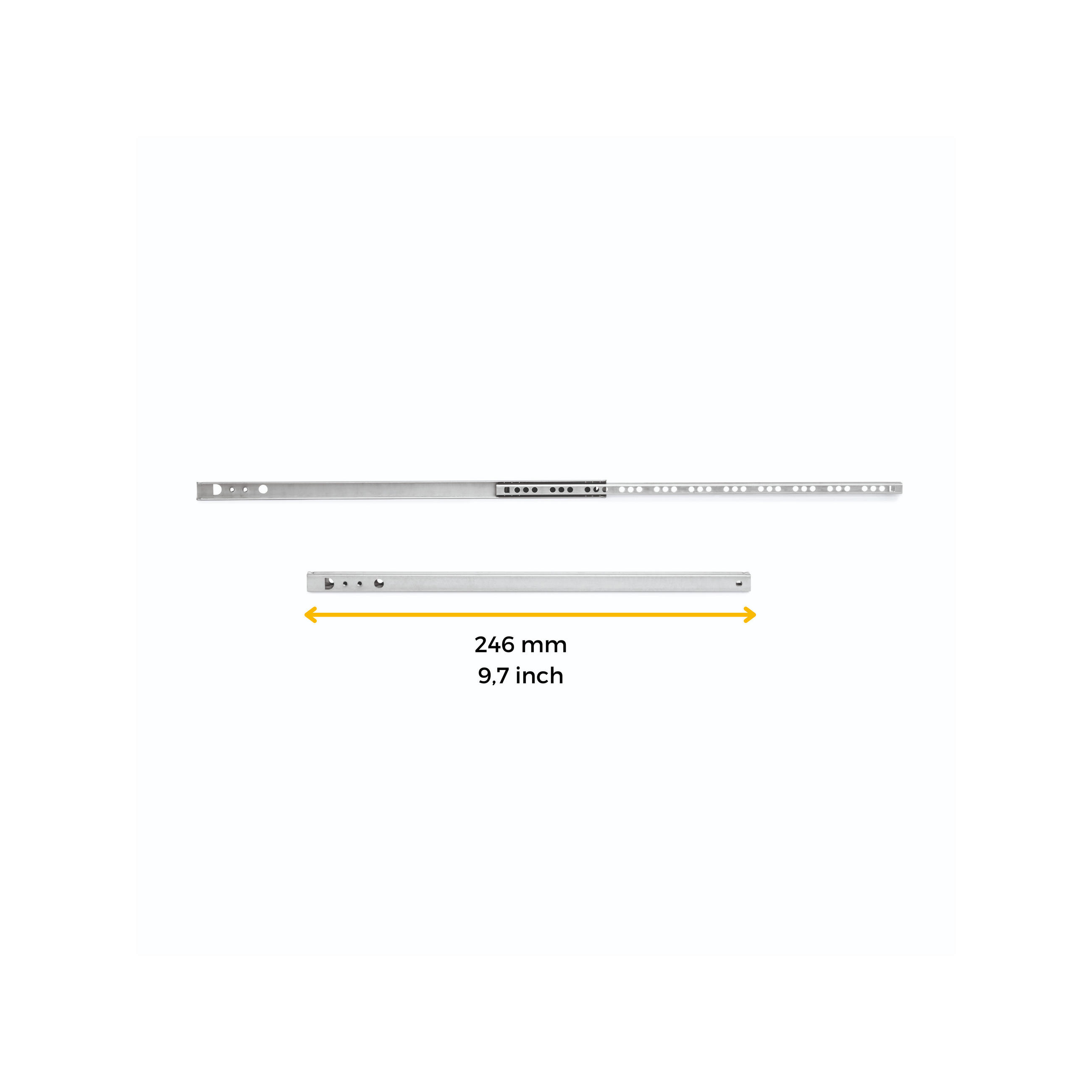 KUGELFÜHRUNGEN Höhe 17mm, TeilVollauszug, Verzinkt 5er-set - Zinkfarben, Metall (1/2/24.6cm) - EMUCA