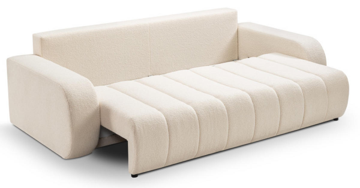 SOFA Creme ALOO Ausziehbar Mit Dekokissen - Beige, Textil (248/88/105cm) - Sepro Meble