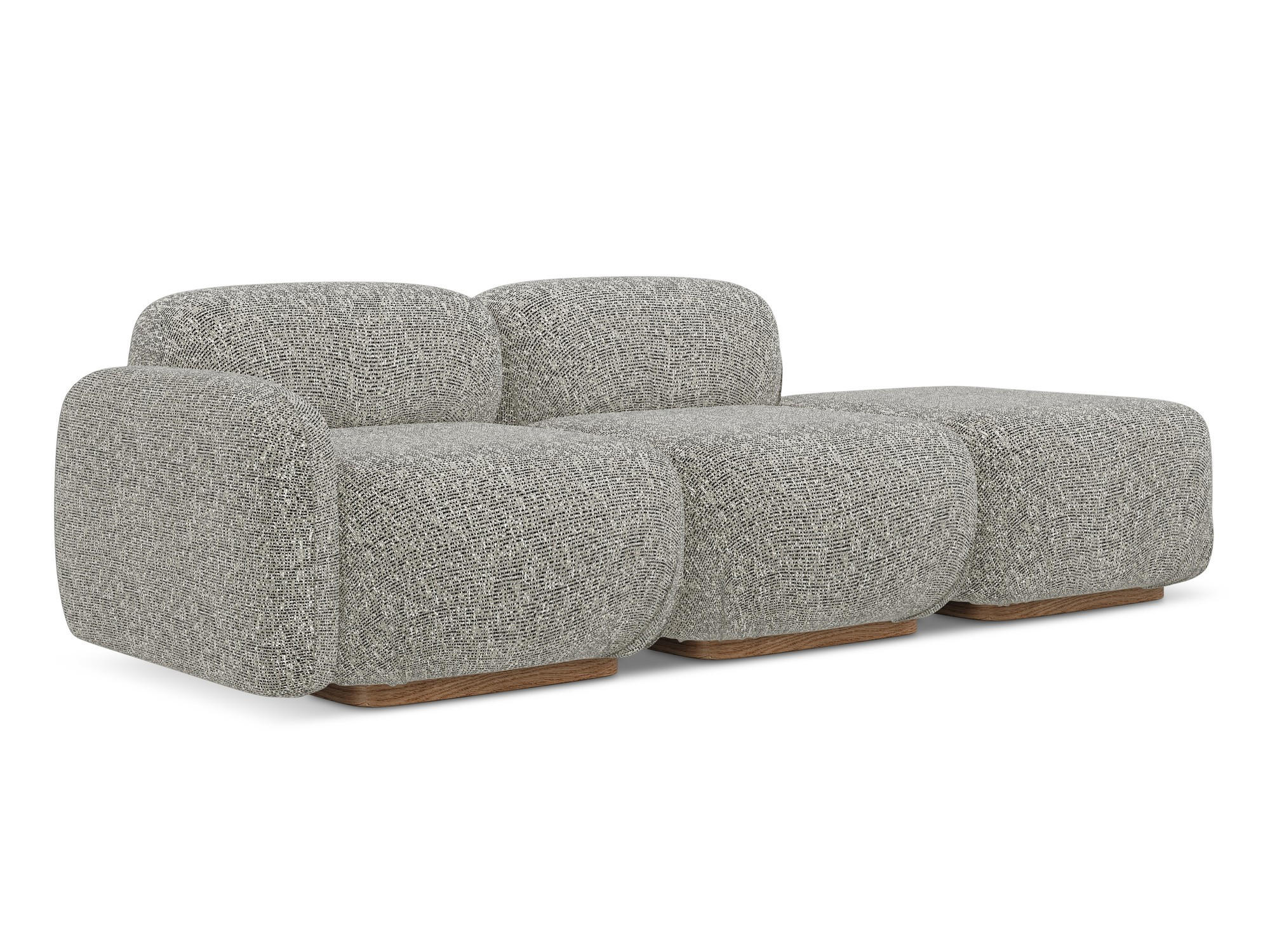 3-SITZER SOFA Rechts Strukturstoff Stoff Beige - Beige/Braun, Holz/Textil (258/73/95cm) - Makamii