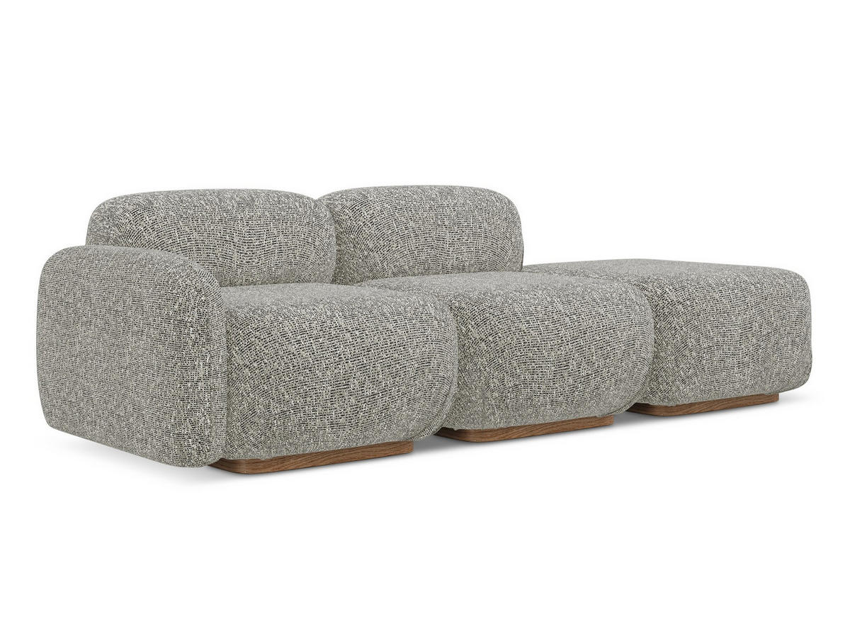 3-SITZER SOFA Rechts Strukturstoff Stoff Beige - Beige/Braun, Holz/Textil (258/73/95cm) - Makamii