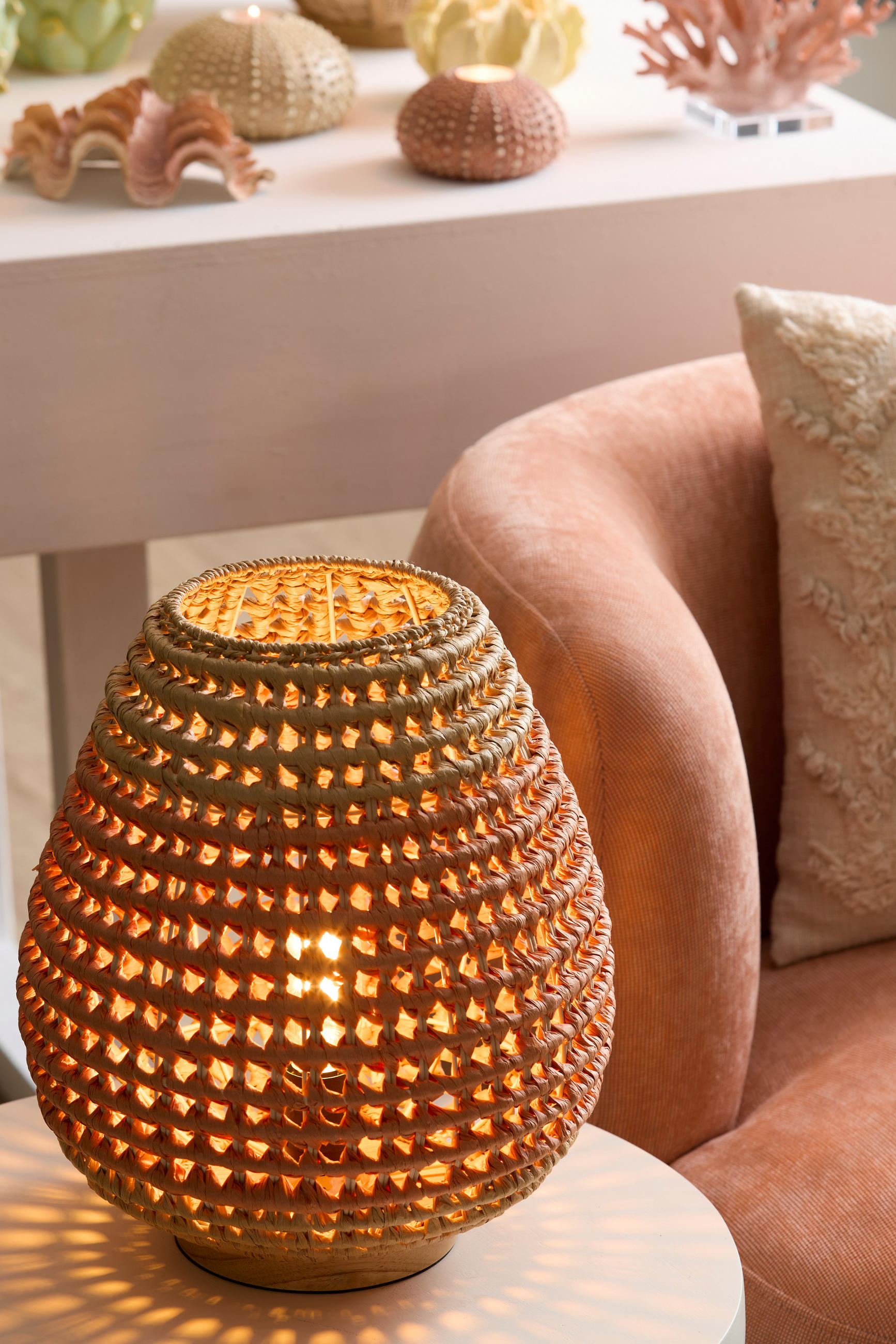 TISCHLAMPE Kalipa Rot Ø32/34,5 cm - Rot, Holz (32/32/34.5cm) - Light & Living