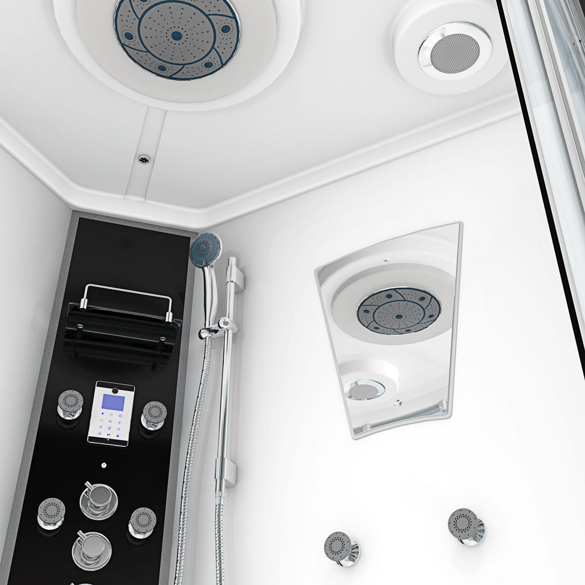 DAMPFDUSCHE Duschkabine D26-TH-EA 130x130 cm - Weiß, Glas/Kunststoff (130/130/220cm) - AcquaVapore by Sandra Jentho