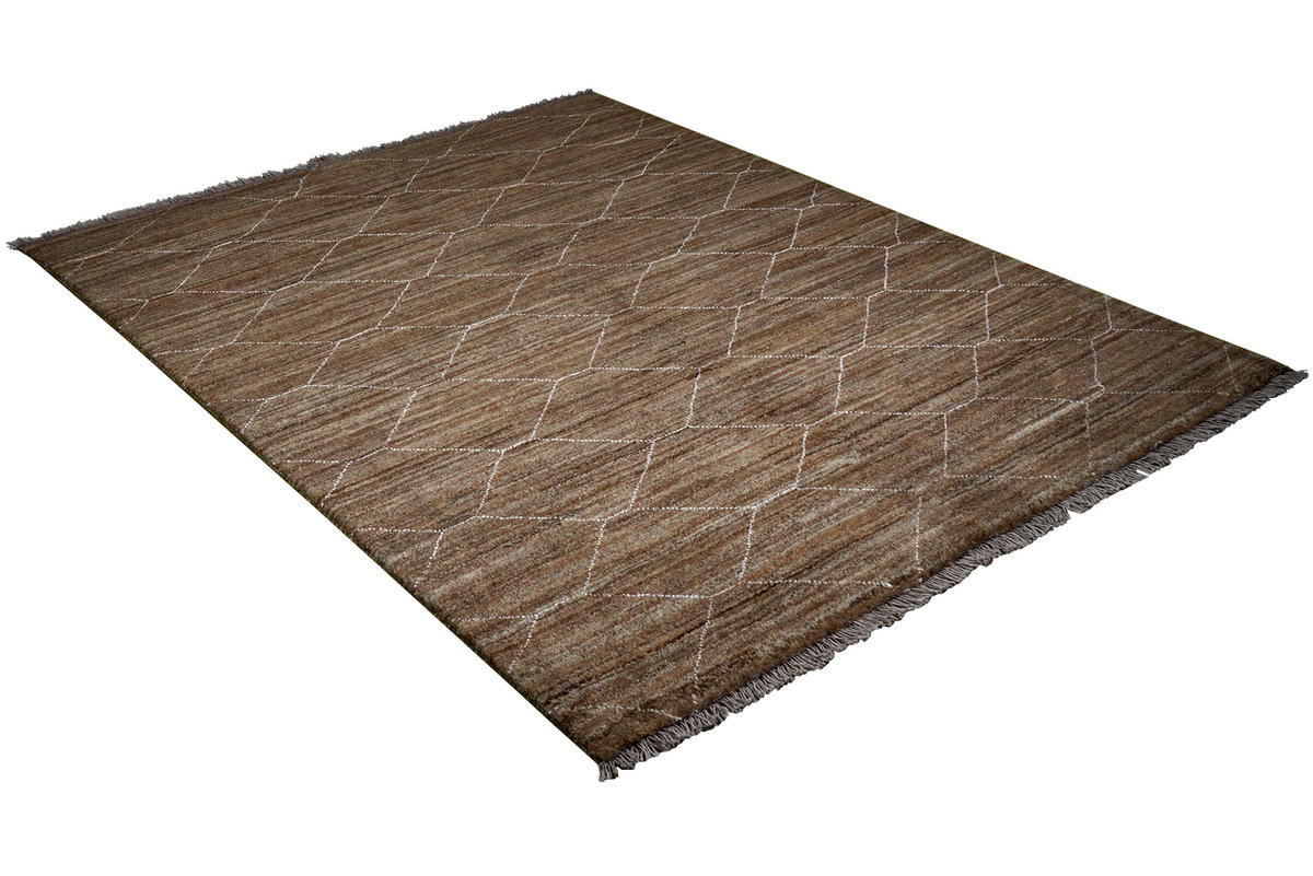 GABBEH-TEPPICH handgeknüpft Basi Braun, Grau 195/157 cm Schurwolle - Braun/Grau, Textil (157/195cm) - Looma