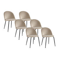 STUHL 6er-Set - Samt & Schwarzes Metall - Beige - MELBOURNE - Beige, Textil (50/77/55cm) - Vente-Unique