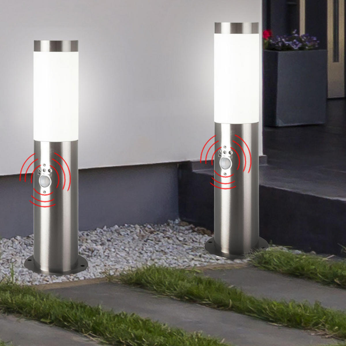 LED WEGELEUCHTE Edelstahl Anthrazit 2er Set - Anthrazit, Metall (7.6/7.6/45cm)