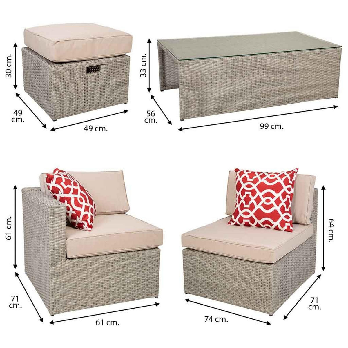 GARTENLOUNGE aus Rattan - Grau, Naturmaterialien - Wanderlust
