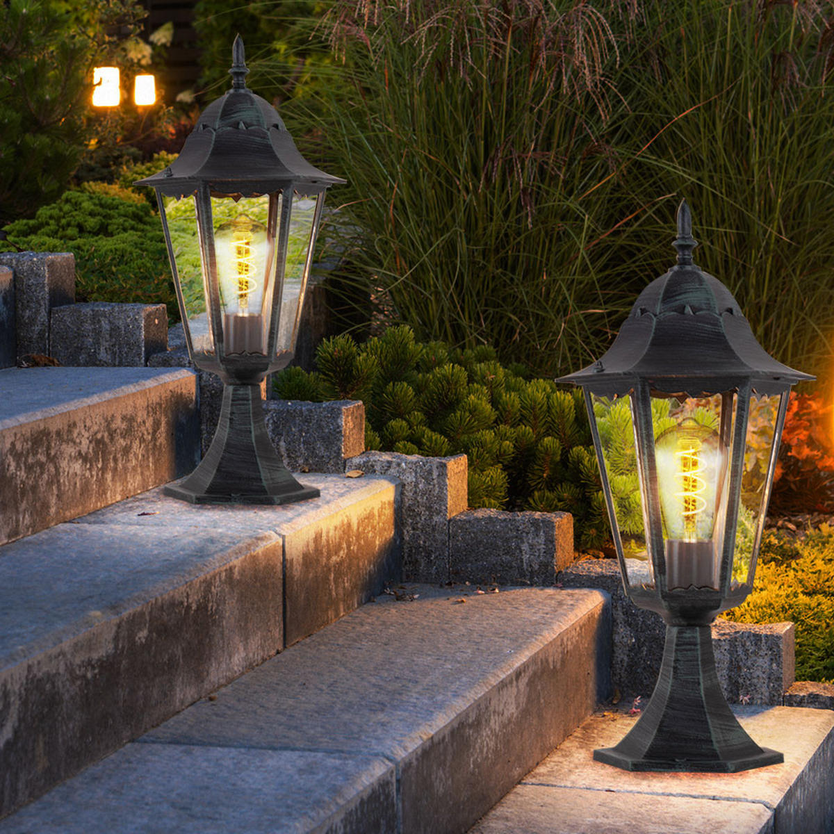 WEGELEUCHTE NORDERNEY Schwarz Spritzwassergeschützt - Schwarz, Glas (23.5/23.5/49cm)