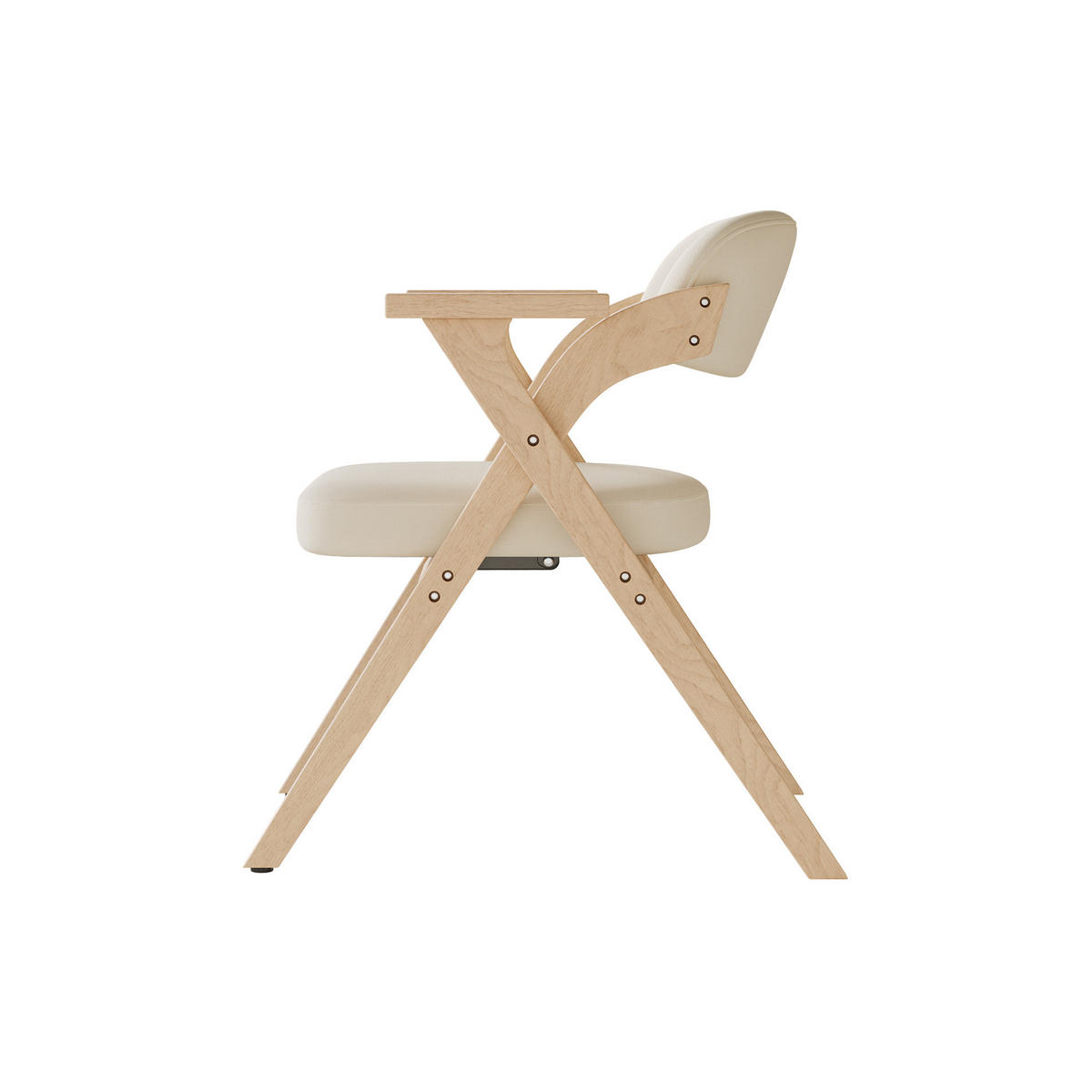 KLAPPSTUHL 2er-Set faltbar mit Armlehnen Massivholz Beige - Beige, Holz (66.5/76/64.5cm) - Meubliv
