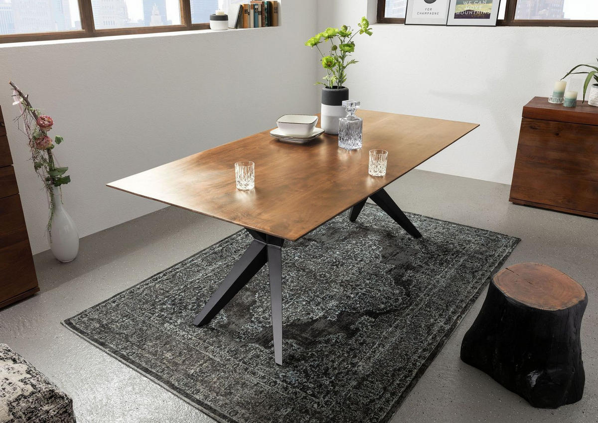 ESSTISCH Akazie 180x90x76 natur lackiert Beine anthrazit matt SWISS EDGE #20 - Braun, Holz (90/180/76cm) - Massivmoebel24