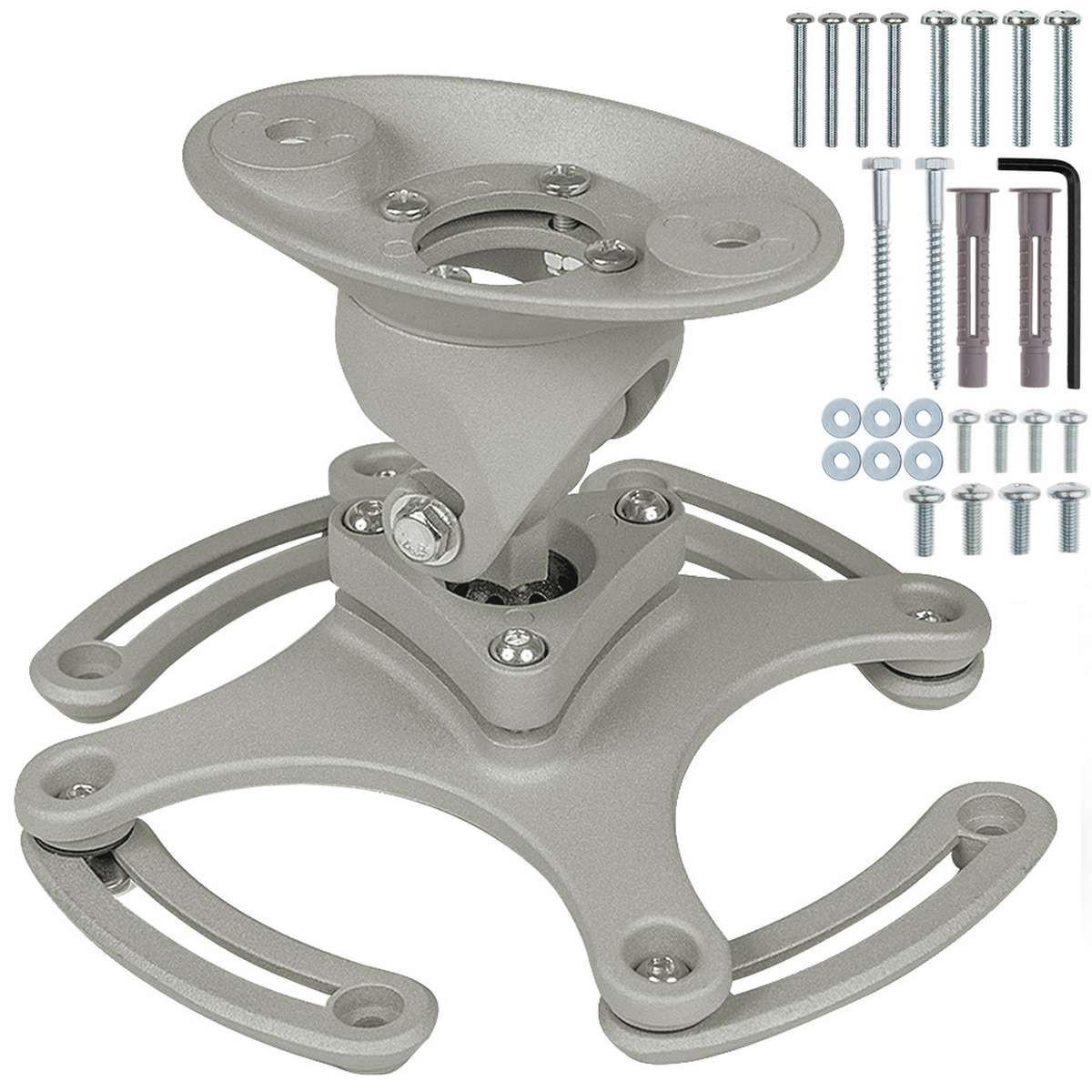 BEAMER-DECKENHALTERUNG Universal, Lochabstände 120 - 235 mm,grau - Grau, Metall (12/0.2/23.5cm) - tectake