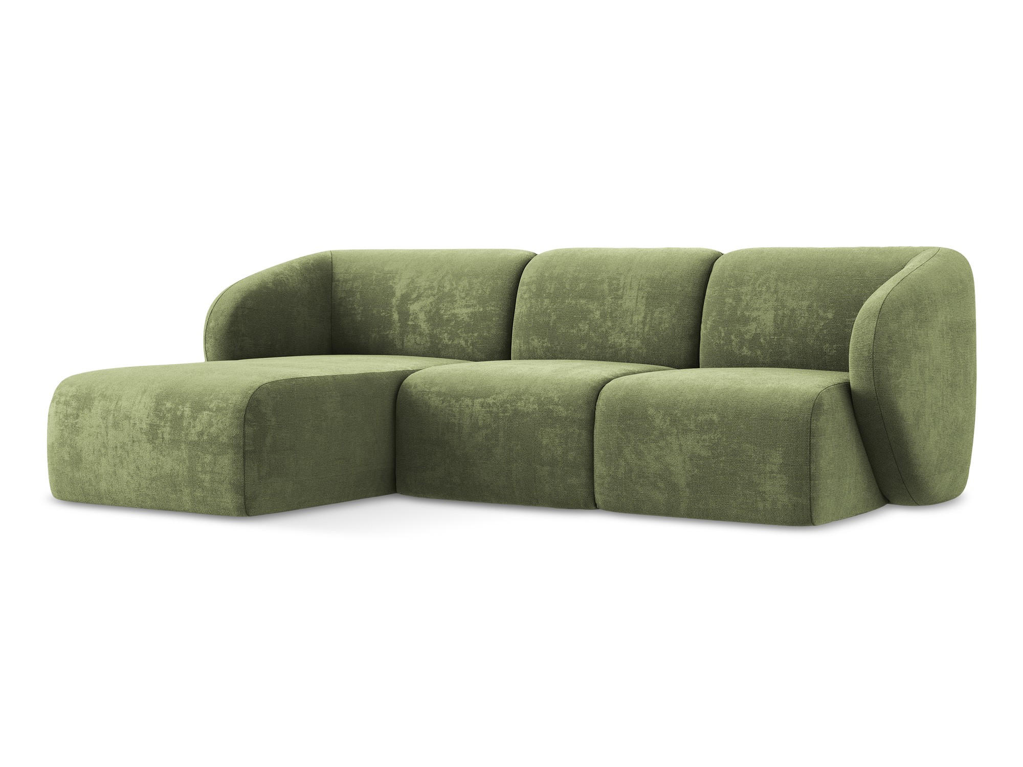 ECKSOFA Links Chenille Stoff Grün - Schwarz/Grün, Holzwerkstoff/Kunststoff (248/166cm) - Makamii
