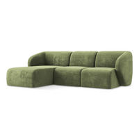 ECKSOFA Links Chenille Stoff Grün - Schwarz/Grün, Holzwerkstoff/Kunststoff (248/166cm) - Makamii