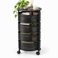 VOZÍK Černý 4 police výsuvné koše - černá, kov/plast (32/75/32cm) - Relaxdays