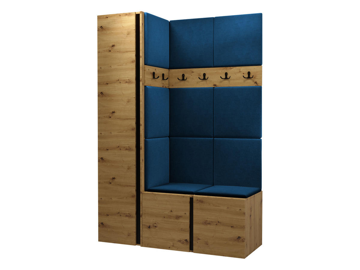 GARDEROBEN-SET Orion IX - Blau/Eiche Artisan, Holzwerkstoff/Kunststoff (124/186/46cm) - MIRJAN24