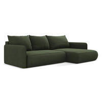 ECKSOFA mit Schlaffunktion Strukturstoff Stoff Grün - Schwarz/Olivgrün, Kunststoff/Textil (240/148cm) - Makamii